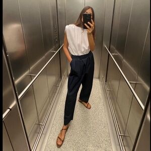 ZARA Mixed Poplin Full Length Jumpsuit